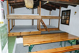 Inside the Puscaghia mountain hut